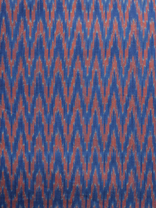 Blue Peach Pochampally Hand Weaved Ikat Mercerised Fabric Per Meter - F003F1274