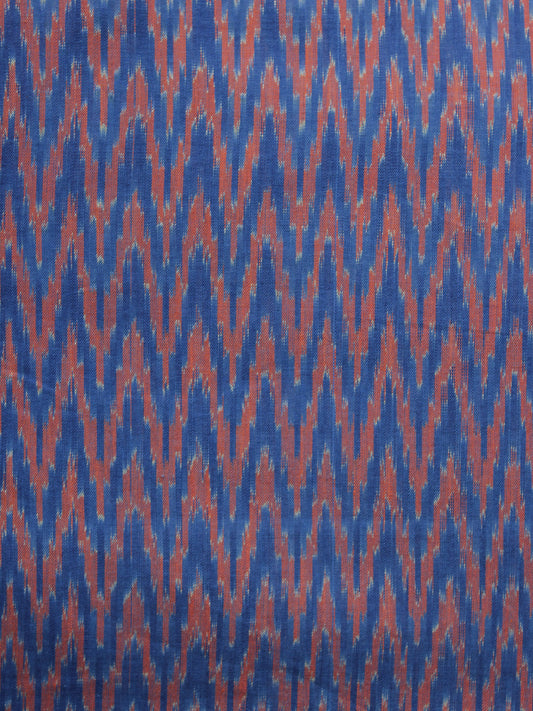 Blue Peach Pochampally Hand Weaved Ikat Mercerised Fabric Per Meter - F003F1274