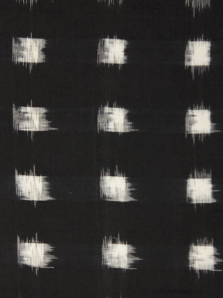 Black Ivory Pochampally Hand Weaved Double Ikat Brick Pattern Fabric Per Meter - F002F852