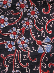 Black Red Blue Ivory Ajrakh Hand Block Printed Cotton Fabric Per Meter - F003F1637