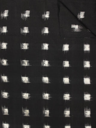 Black Ivory Pochampally Hand Weaved Double Ikat Brick Pattern Fabric Per Meter - F002F852
