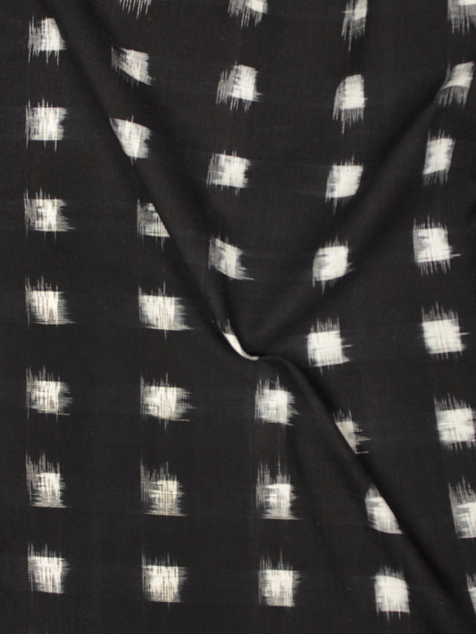 Black Ivory Pochampally Hand Weaved Double Ikat Brick Pattern Fabric Per Meter - F002F852