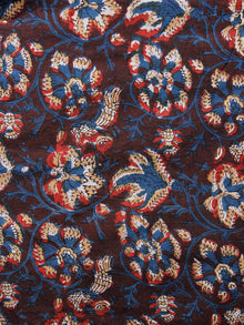 Brown Indigo Mustard Red Hand Block Printed Cotton Fabric Per Meter - F001F1394