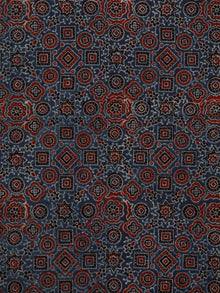 Indigo Maroon Beige Black Ajrakh Hand Block Printed Cotton Fabric Per Meter - F003F1797