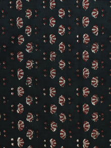 Bottle Green Ivory Red Ajrakh Hand Block Printed Cotton Fabric Per Meter - F003F2116