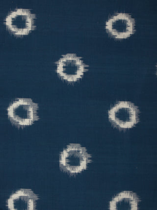Teal Blue Ivory Pochampally Hand Weaved Double Ikat Circular Pattern Fabric Per Meter - F002F853