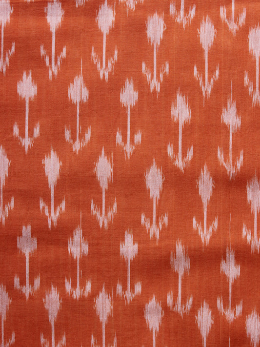 Orange White Pochampally Hand Weaved Ikat Mercerised Fabric Per Meter - F003F1273