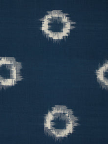Teal Blue Ivory Pochampally Hand Weaved Double Ikat Circular Pattern Fabric Per Meter - F002F853