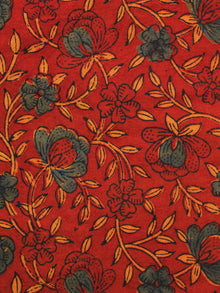 Red Maroon Green Orange Ajrakh Hand Block Printed Cotton Blouse Fabric - BPA086