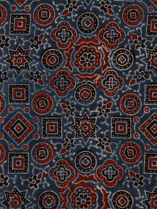 Indigo Maroon Beige Black Ajrakh Hand Block Printed Cotton Fabric Per Meter - F003F1797
