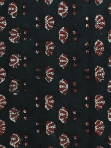 Bottle Green Ivory Red Ajrakh Hand Block Printed Cotton Fabric Per Meter - F003F2116