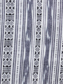 White Grey Black Pochampally Hand Woven Ikat Cotton Fabric Per Meter - F002F1465