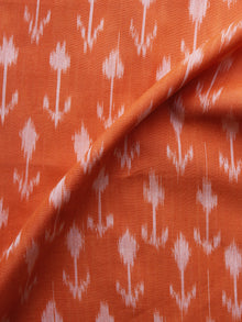 Orange White Pochampally Hand Weaved Ikat Mercerised Fabric Per Meter - F003F1273