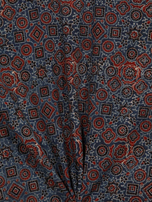 Indigo Maroon Beige Black Ajrakh Hand Block Printed Cotton Fabric Per Meter - F003F1797