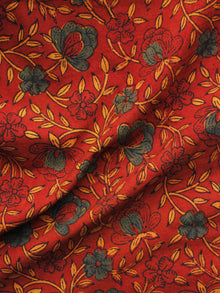 Red Maroon Green Orange Ajrakh Hand Block Printed Cotton Blouse Fabric - BPA086