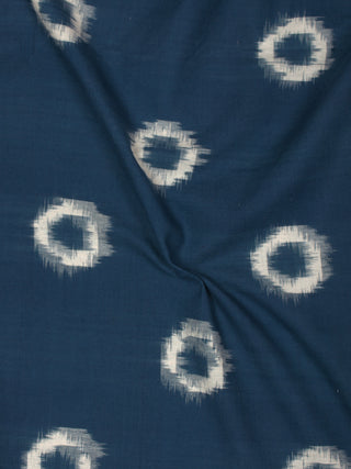 Teal Blue Ivory Pochampally Hand Weaved Double Ikat Circular Pattern Fabric Per Meter - F002F853