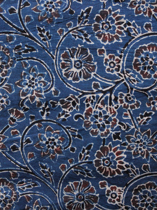 Indigo Maroon Ivory Black Ajrakh Hand Block Printed Cotton Fabric Per Meter - F003F1639