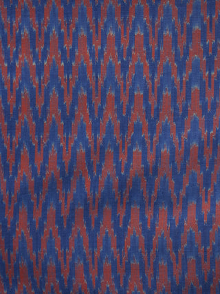 Blue Peach Pochampally Hand Weaved Ikat Mercerised Fabric Per Meter - F003F1276
