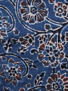 Indigo Maroon Ivory Black Ajrakh Hand Block Printed Cotton Fabric Per Meter - F003F1639