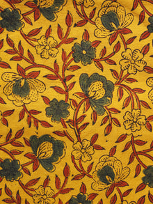 Yellow Maroon Green Black Ajrakh Hand Block Printed Cotton Blouse Fabric - BPA087