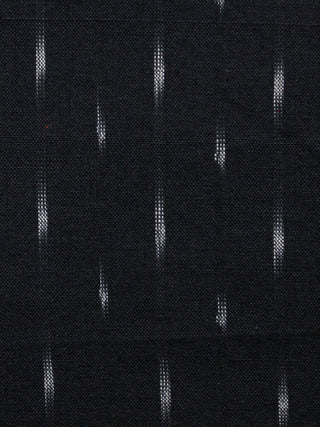 Black White Pochampally Hand Woven Ikat Cotton Fabric Per Meter - F002F1466
