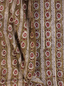 Light Brown Red Ivory Ajrakh Hand Block Printed Cotton Fabric Per Meter - F003F2115
