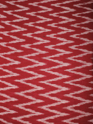 Red White Pochampally Hand Weaved Ikat Fabric Per Meter - F0916654