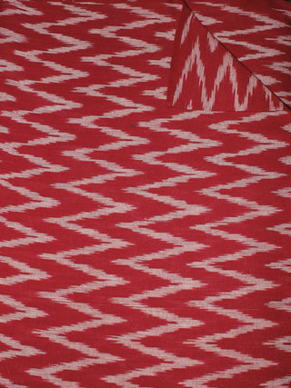 Red White Pochampally Hand Weaved Ikat Fabric Per Meter - F0916654