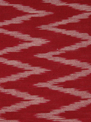 Red White Pochampally Hand Weaved Ikat Fabric Per Meter - F0916654