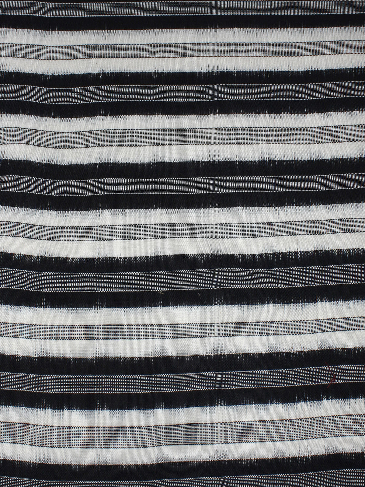 Black Grey White Pochampally Hand Weaved Double Ikat Full Striped Fabric Per Meter - F0916657