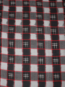 Black Red Grey White Pochampally Hand Weaved Double Ikat Fabric Per Meter - F0916658