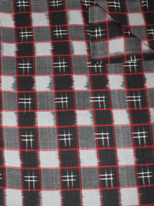 Black Red Grey White Pochampally Hand Weaved Double Ikat Fabric Per Meter - F0916658