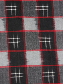 Black Red Grey White Pochampally Hand Weaved Double Ikat Fabric Per Meter - F0916658
