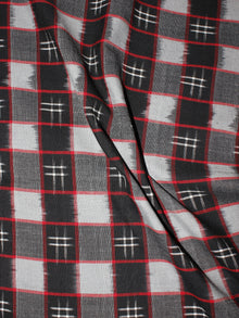 Black Red Grey White Pochampally Hand Weaved Double Ikat Fabric Per Meter - F0916658
