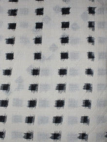 White Black Pochampally Hand Weaved Double Ikat Fabric Per Meter - F0916661