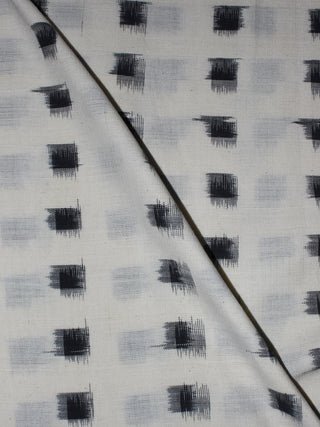 White Black Pochampally Hand Weaved Double Ikat Fabric Per Meter - F0916661