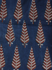 Indigo Ivory Red Ajrakh Hand Block Printed Cotton Fabric Per Meter - F003F2118