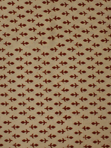 Beige Red Hand Block Printed Cotton  Cambric Fabric Per Meter - F0916061