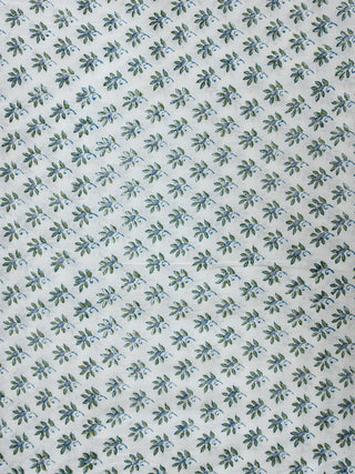 Beige green Hand Block Printed Cotton Fabric Per Meter - F001F1898