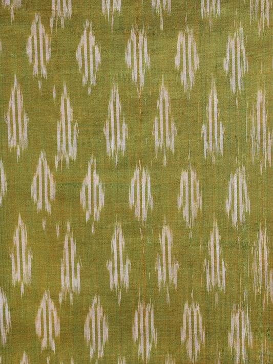 Lemon Green Ivory Pochampally Hand Weaved Ikat Mercerised Fabric Per Meter - F003F1275