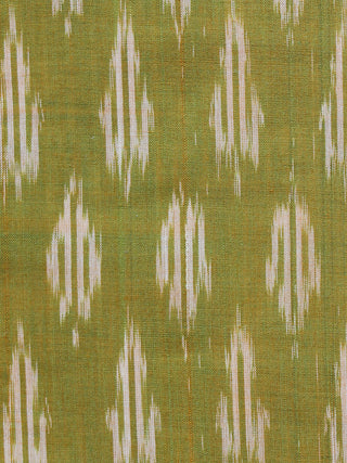 Lemon Green Ivory Pochampally Hand Weaved Ikat Mercerised Fabric Per Meter - F003F1275