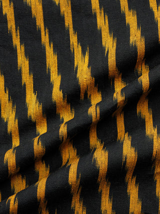 Black Yellow Hand Woven Ikat Handloom Cotton Fabric Per Meter - F002F1467