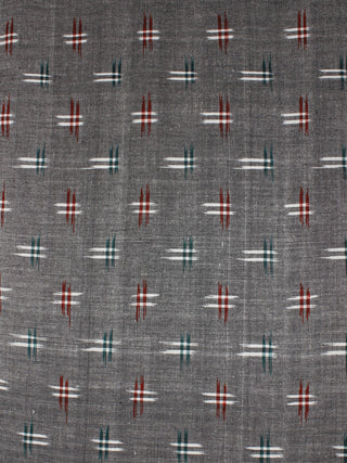 Grey Multi Color Pochampally Hand Weaved Double Ikat Fabric Per Meter - F0916662