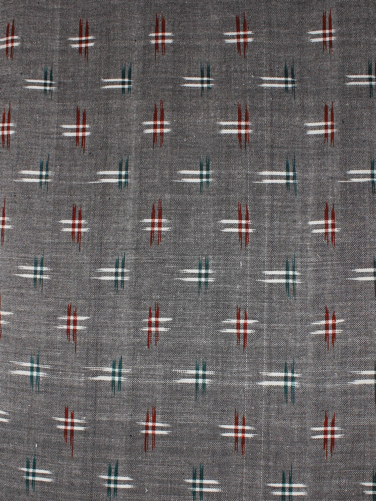 Grey Multi Color Pochampally Hand Weaved Double Ikat Fabric Per Meter - F0916662