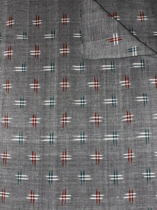 Grey Multi Color Pochampally Hand Weaved Double Ikat Fabric Per Meter - F0916662