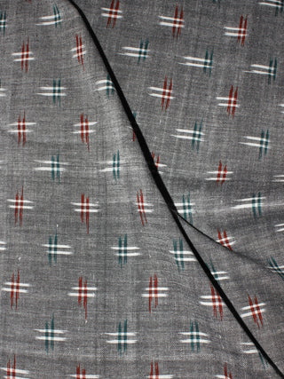 Grey Multi Color Pochampally Hand Weaved Double Ikat Fabric Per Meter - F0916662