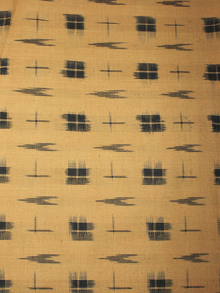Mustard Yellow Black Pochampally Hand Weaved Double Ikat Fabric Per Meter - F0916663