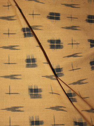 Mustard Yellow Black Pochampally Hand Weaved Double Ikat Fabric Per Meter - F0916663