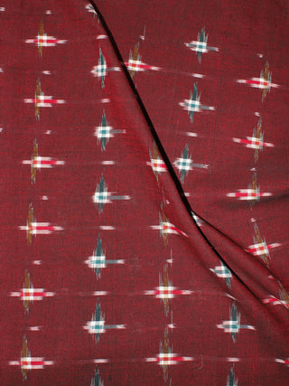 Maroon Multi Color Pochampally Hand Weaved Double Ikat Fabric Per Meter - F0916664