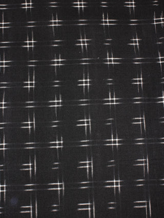 Black White Pochampally Hand Weaved Double Ikat Fabric Per Meter - F0916666